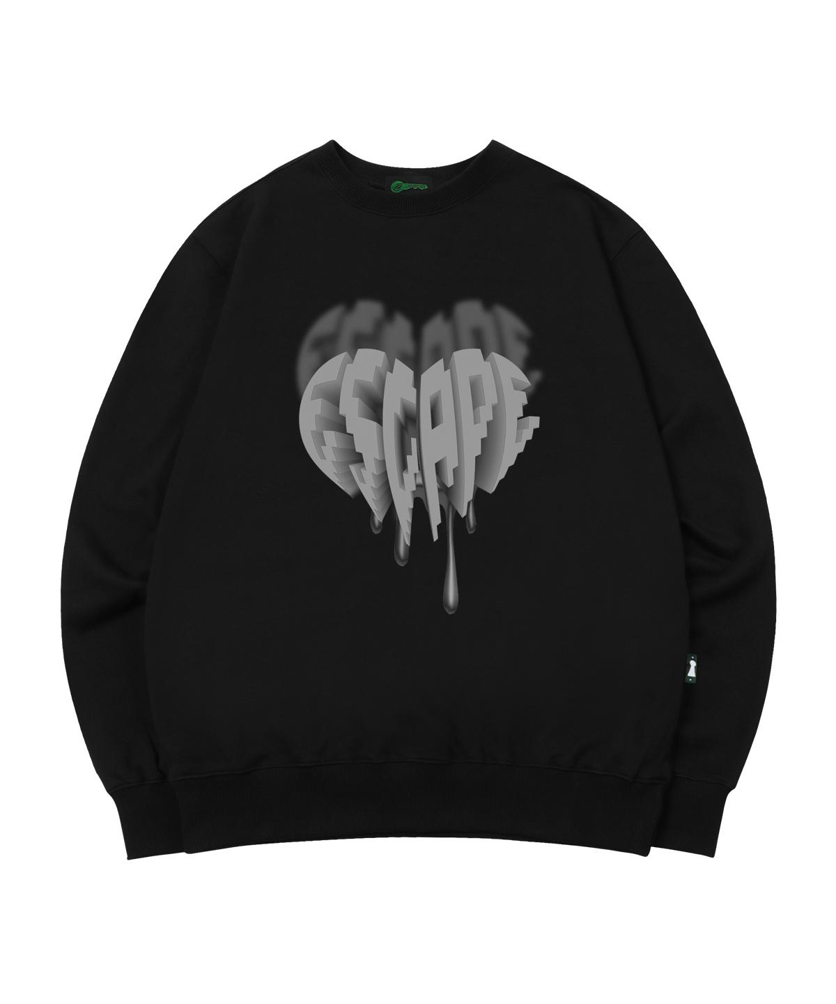 Escape From Gray Melting Heart Logo Print Sweatshirt Black L