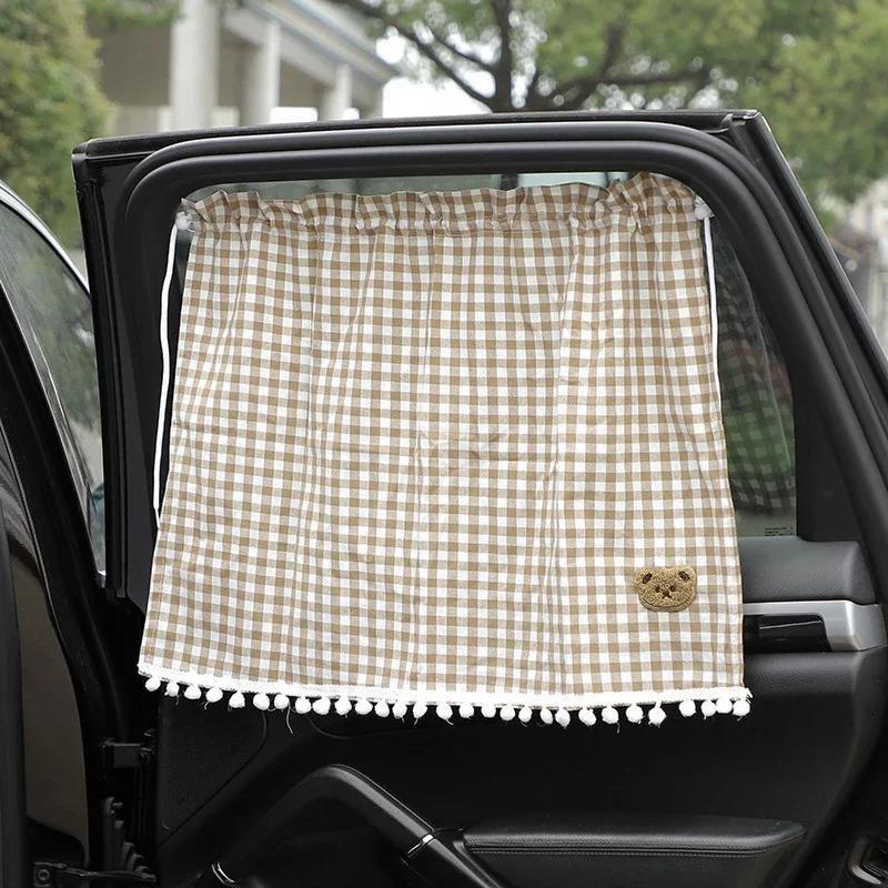 1pc Universal Car Sun Shade Curtains Cute Cartoon Bear Car Styling Rear Side Window Windshield Sunshade Protect Window Curtains коричневый