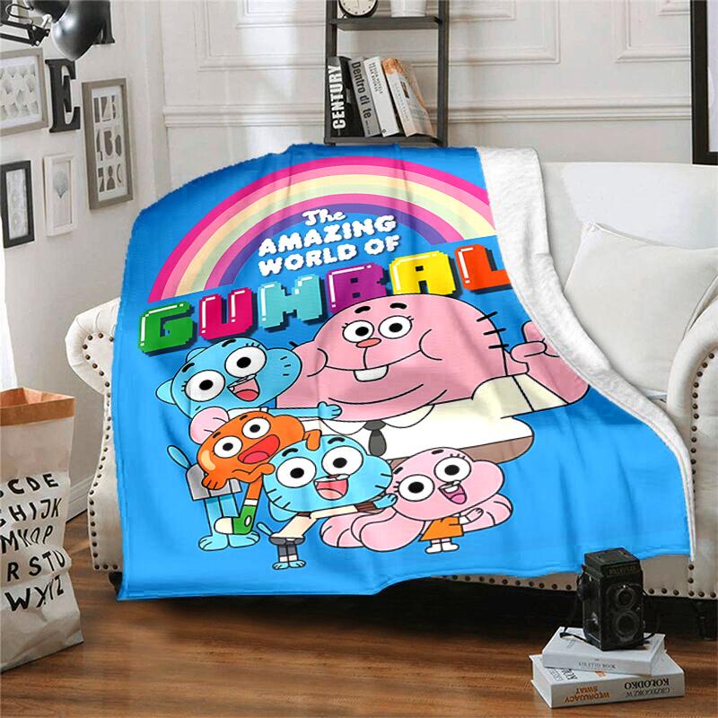 1pc Blanket The Amazing World of Gumball1 Print Design, Lightweight Blanket for Sofa, Bed- Soft &Warm, Gift for All Seasons Like Christmas, Halloween