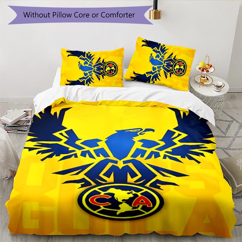 Club América 3pcs Bedding Set Duvet Cover Closure Includes 1 Duvet Cover & 2 Pillowcases for All Seasons Bedroom Home Dorm Decor