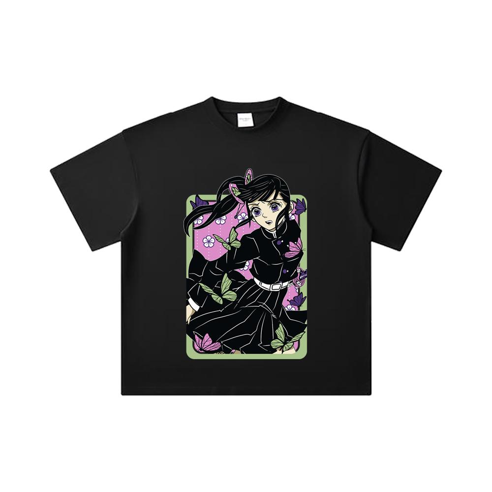 260 GSM Double Yarn 32 Count 100% Cotton Demon Slayer V77 Kanao Print Unisex Heavy Cotton T Shirt