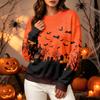 Women's Casual Long Sleeve Halloween Print Crewneck Sweatshirt