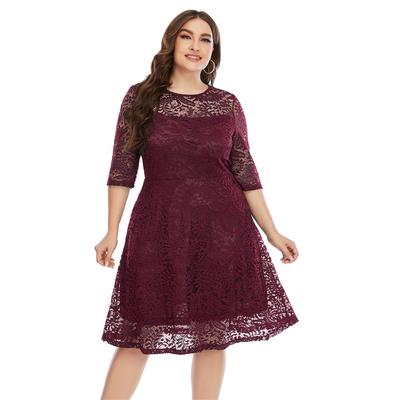 Stylish and Versatile Midi Dress In Plus Size with Semi-Sheer Sleeves