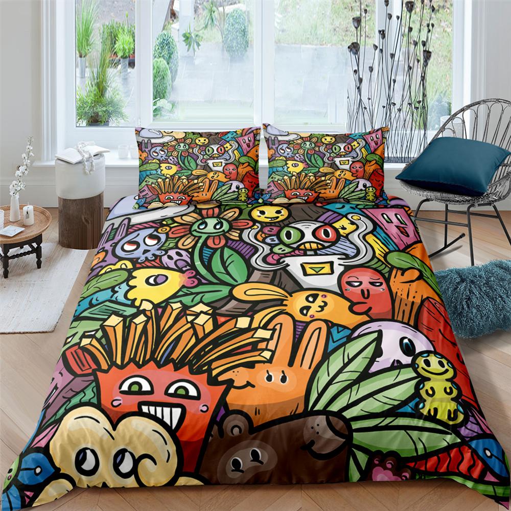 Monster Car King Queen Duvet Cover Cartoon Bedding Set For Boys Lovely Toy Truck Comforter Cover 2/3pcs Polyester Quilt Cover