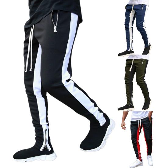 Trousers Contrast Stitching Comfortable Male Clothing Men Skinny All Match Sports Pants for Gyms