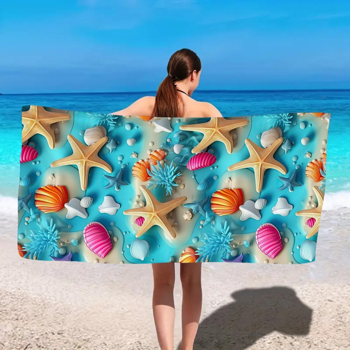 

Polyester Beach Towel Tropical Pink Flamingo Sunset Print Quick Dry Sand Free Large Bath Towel for Summer Swim Pool Vacation W40*H60(CM)