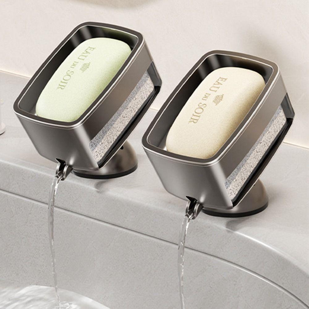 with Sponge Portable Soap Dish Self-Draining Laundry Soap Case Suction Cup Soap Holder  Kitchen