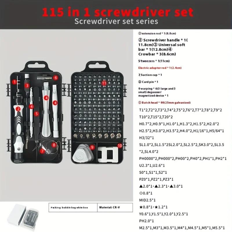 

Набор прецизионных мини-отверток 115 в 1 для ремонта компьютеров, ПК, мобильных телефонов и устройств, изолированные ручные инструменты для дома