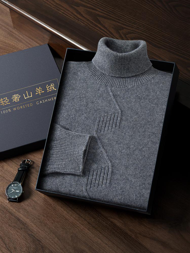 Versatile Men's Cashmere Sweater: Thick, Warm, Business & Casual Winter Wear