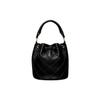 Tory Burch Fleming Logo Messingakzente Plissiert Gestepptes Leder Beuteltasche Damen Handtaschen Schwarz 142565-001