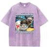 Retro T Shirt Vintage Washed  Cotton TShirt Lactose Intolerant Funny Cat Meme Graphic Tee Casual Streetwear Spring Summer
