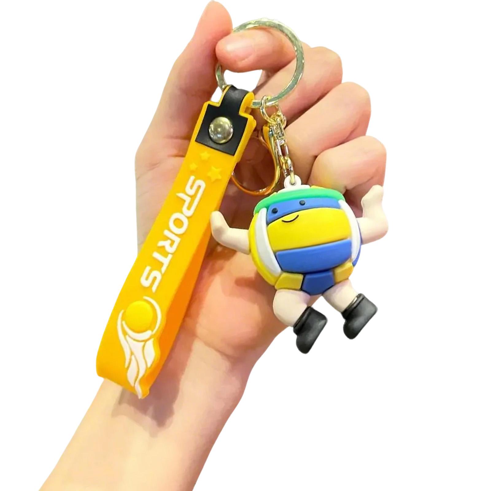 Креативный мультяшный брелок для ключей Бадминтон/Футбол/Настольный теннис/Теннис/Баскетбол/Волейбол для украшения рюкзака или автомобиля 6