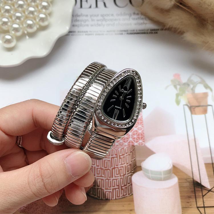 Girls' Creative Snake-Shaped Bangle Quartz Watch