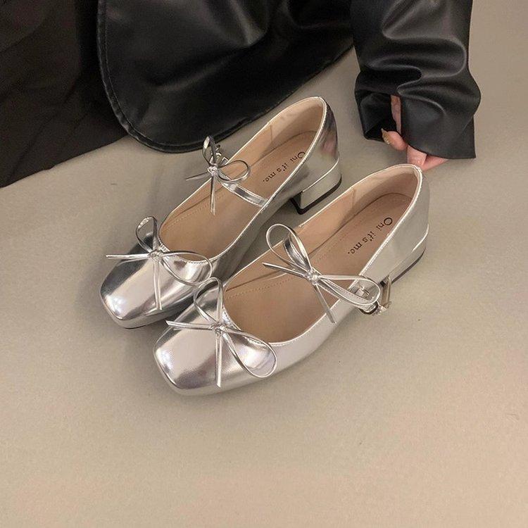 

Туфли Мэри Джейн от кутюр на толстом каблуке с бантом и квадратной головкой 2025 года, новые с юбкой, красные вечерние туфли-лодочки для женщин 40