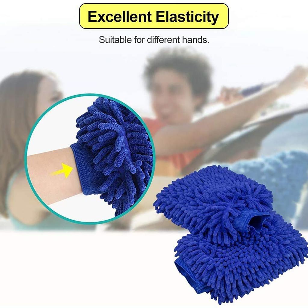 2PC Microfiber Chenille Car Wash Gloves (used for Car Wash and Car Maintenance)