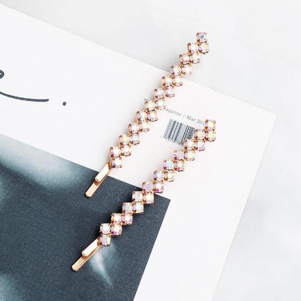 Shiny Rhinestone Metal Hair Clips For Women Fashion Simple Black Silver Color Hairpins Girls Hairgrips Jewelry Hair Accessories