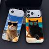Cute Cool Sunglasses Cat  Phone Case For iPhone 17,16,15,14,13,12,11,Pro Max,Plus Candy Silver Cover