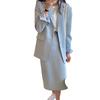 2Pcs/Set Women Suit Set Lapel Long Sleeve Flap Pockets Suit Coat High Waist Midi Skirt Set Solid Color Office Lady Suit Workwear