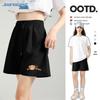 Jeanswest Women's A-Line High-Waisted Shorts with Bear Patch