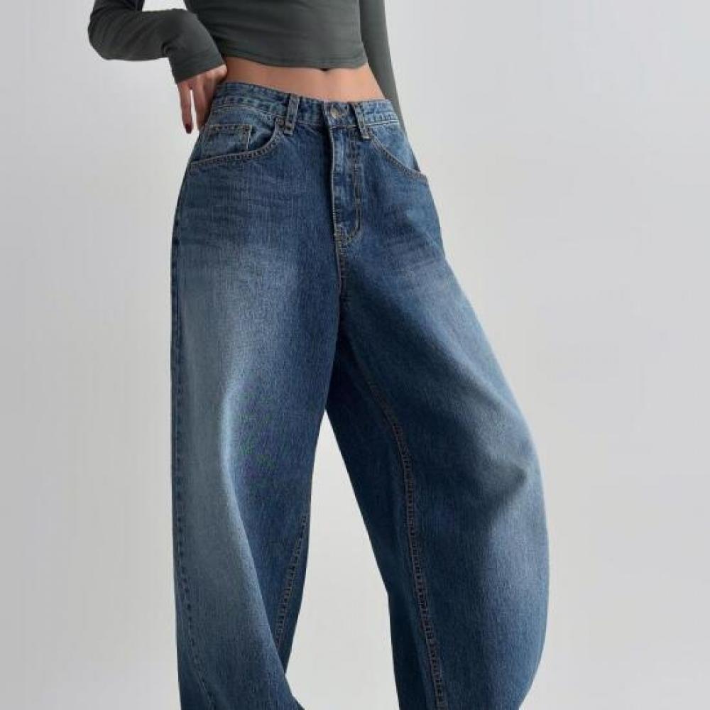 New Arrivals Open Run Big Size Balloon Denim Wide Pants