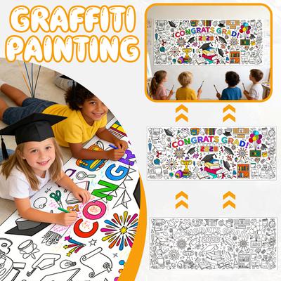 Affiche à colorier et nappe jetable pour table de dessin Célébration de remise de diplôme