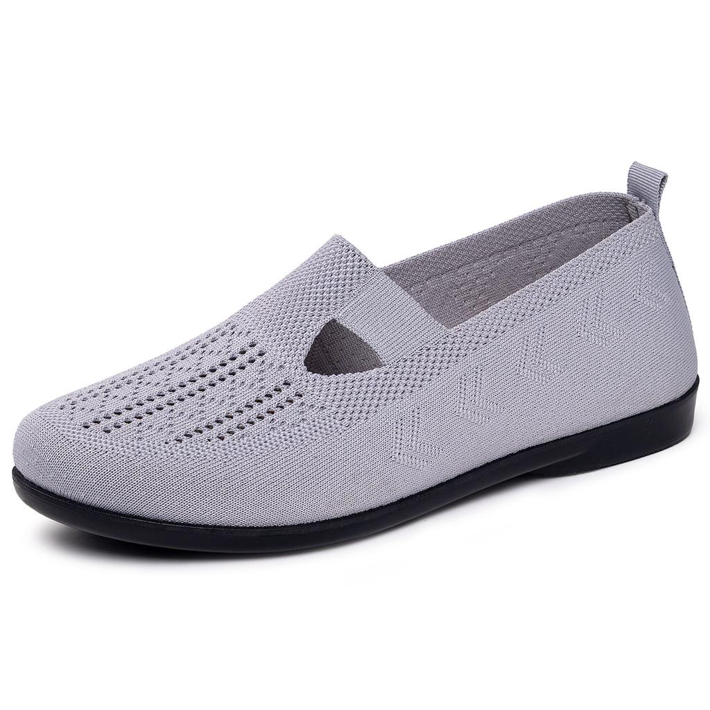 Women's Breathable Mesh Flying Woven Flats, Summer Casual Slip On Shoes, Lightweight Fashion Walking Shoes