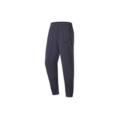 Li Ning Fitness Series Solid Color Quick-Dry Tapered Sports Pants Men Pants Cold-Sand-Black AYKS355-7