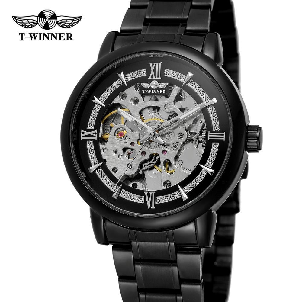 Winner Style Men'S Fashion Casual Hollow Mechanical Movement, Automatic Mechanical Watch