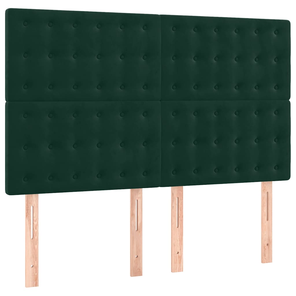 Box Spring Bed with Mattress Dark Green 140x190 cm Velvet