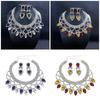 Exquisite Handmade Rhinestones Necklace and Earring Set Colorful Crystals Jewelry Set Suitable for Weddings and Parties