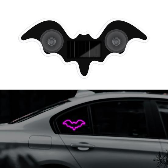 Solar Bat Shape LED Car Window Light Decorative Interior Atmosphere Lamp for Car Door Dashboard Triangle Window Unique Vehicle Accessory