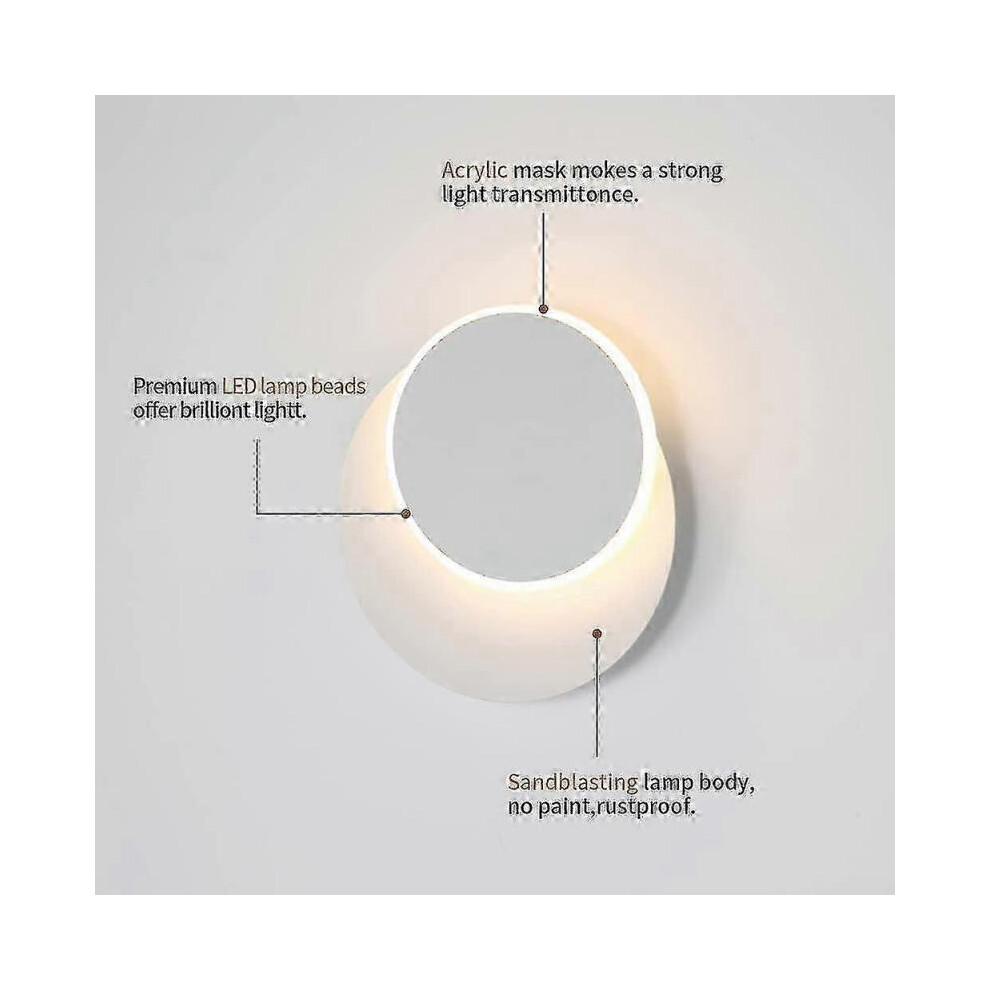 Wandleuchte für Innenbereich 8W Weiß, Moderne LED-Wandleuchte, Kreativ 2 in 1, 360° drehbar, Warmweiß 3000K, L