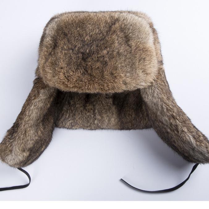 Cappello Invernale da Uomo in Pelliccia di Coniglio Lei Feng con Protezione per le Orecchie - Cappello Caldo Spesso da Esterno in Cotone per Mezza Età & Anziani