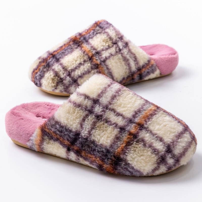 Retro plaid cotton slippers autumn and winter 2025 new indoor home home thick bottom plush warm