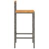 Bar Stool Set of 2 Grey Poly Rattan and Solid Acacia Wood