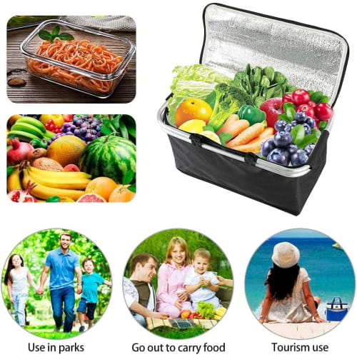Rosoy Picnic Basket, Thermos Insulated Shopping Basket, Foldable, Waterproof, Insulated, and Foldable for Outdoor Activities, Cherry Blossom Viewing,