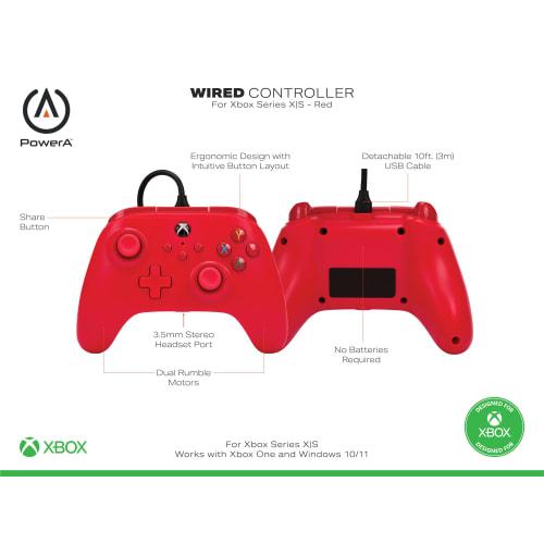 [2 Year Warranty] Powera Wired Controller Xbox Series X|s Xbox One Pc for Windows 10/11  Official Licensed  1519366-01 Red Double Vibration Function