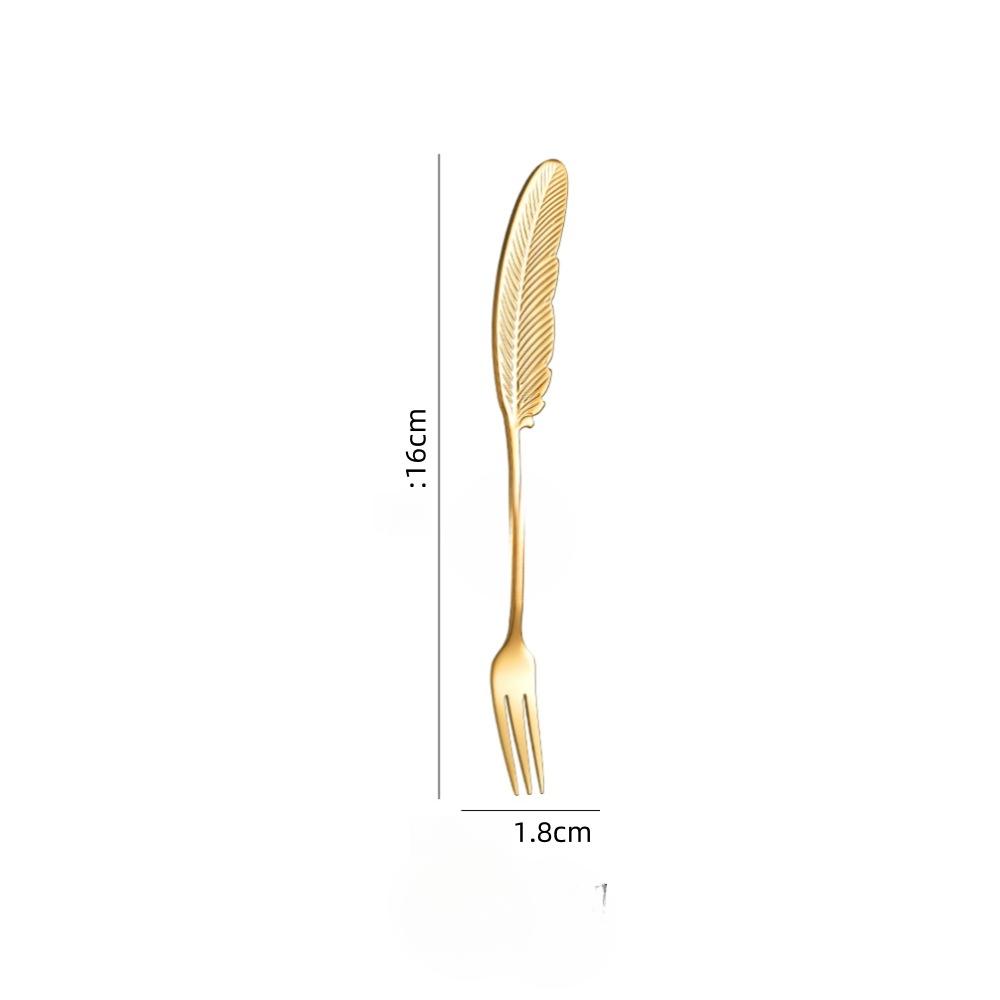 Feather‑Shaped Spoon Fork, 304 Stainless Steel Coffee Stirring Spoon Creative Dessert Gift Utensil