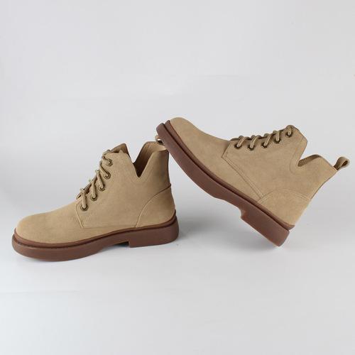 Модные женские сапоги из матовой коровьей кожи замшевые зимние женские ботинки ботильоны женская обувь из натуральной кожи уличные ботинки 36 абрикосовый 8090₽