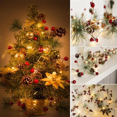 Noel Ağacı Dizeleri Işıklar Peri suni çam kozalağı LED Çelenk Noel Partisi Ev Dekorları