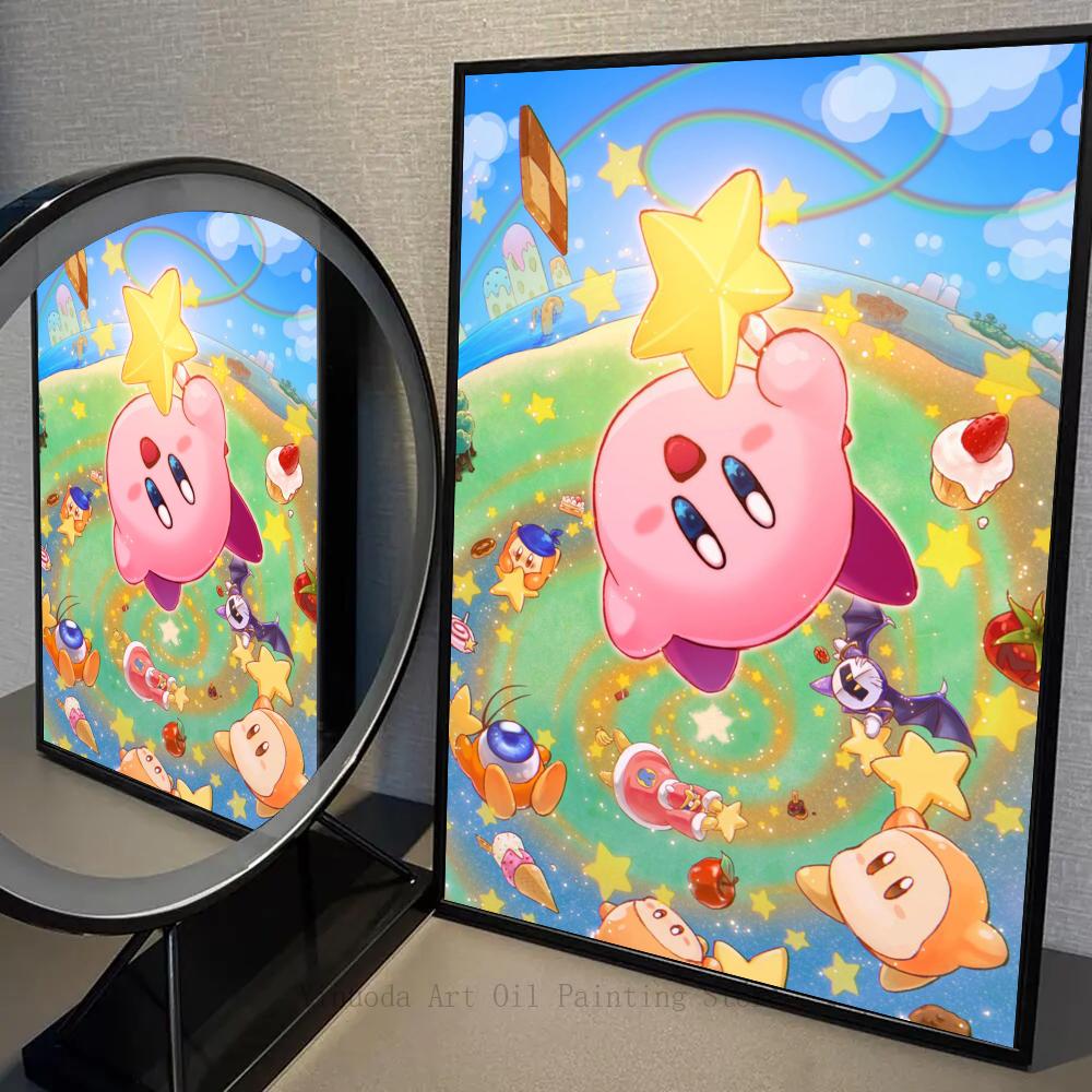 1 buc Poster Kirby Autocolante Poster Artă Picturi Murale de Perete Decor Decor Sală de Jocuri Cadouri Kawaii Pictură HD Pisică Mașini