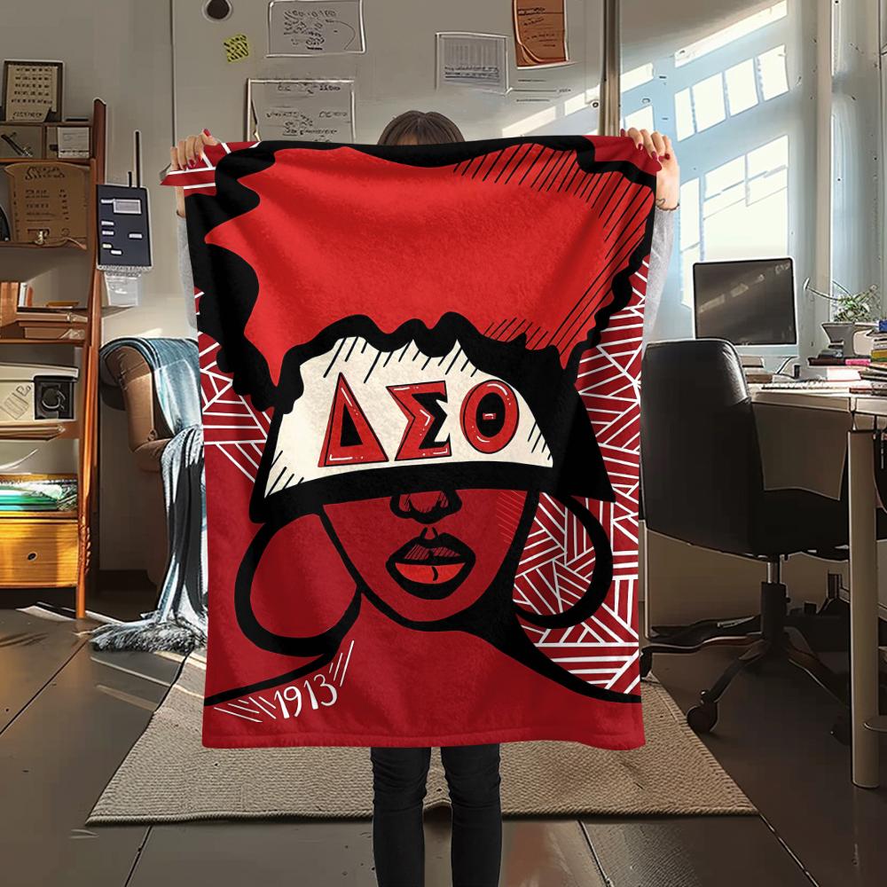 1PC Delta Sigma Theta Print Flannel Blanket, High quality All Seasons, Home Decor, Warmth and Comfort, Perfect for Christmas Gifts