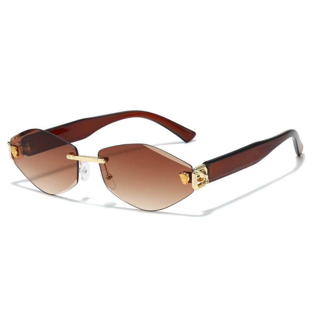 New European and American fashion personality triangle borderless sunglasses retro street photography trendy men and women UV protection driving