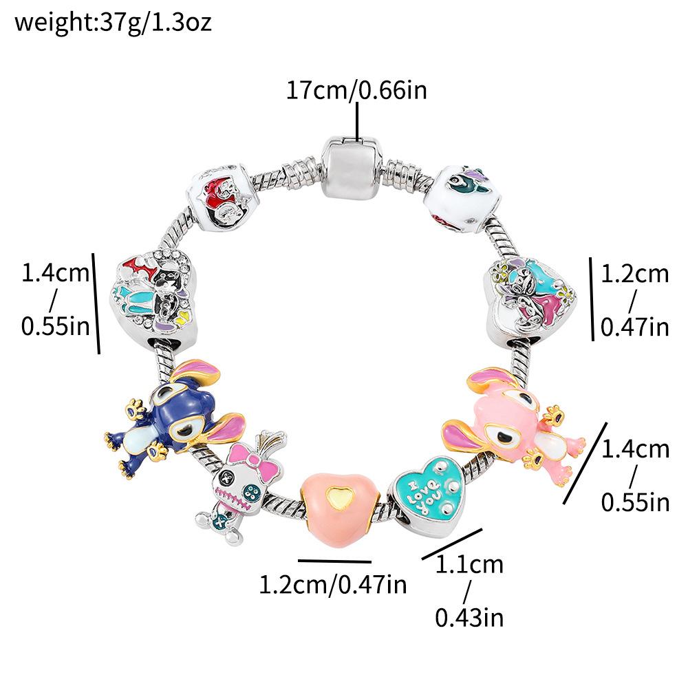 Lilo & Stitch Cartoon Zinc Alloy Bracelet, -style DIY Beaded Cross-border Jewelry, New Viral Adjustable Couple Bracelet
