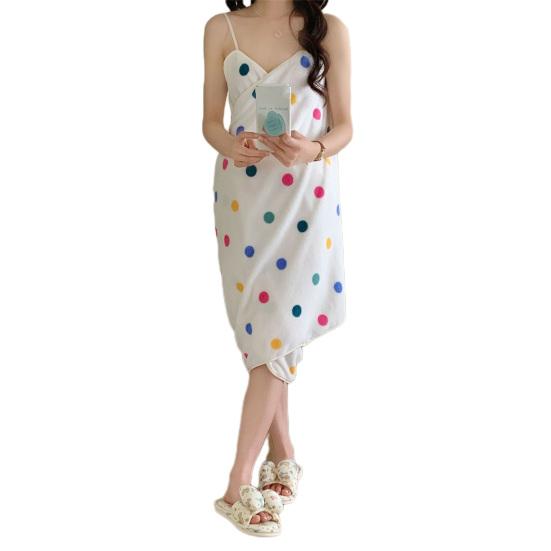 

Женская банная юбка в горошек, банное полотенце с регулируемыми плечевыми лямками, банный халат в стиле юбки для душа, ванны, спа разноцветный