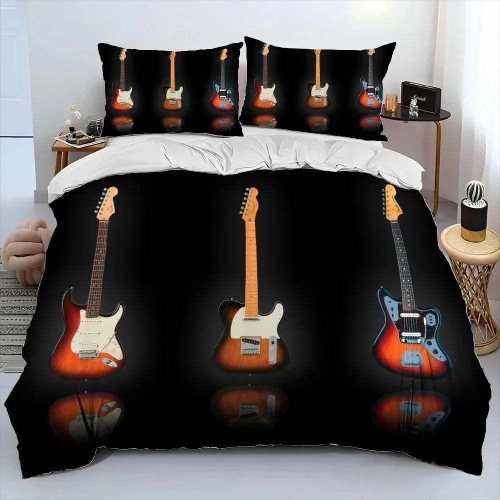Bedding Set Classical Electric Guitar 3D Printed Duvet Cover BeddingSet Comfortable Breathable Luxury Sheet Cotton Bedding