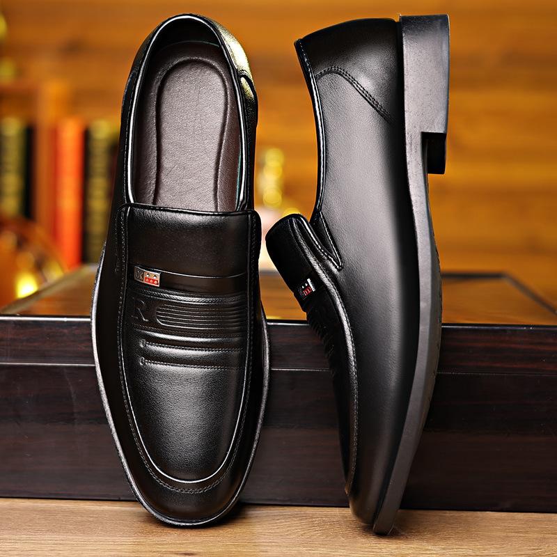 Einpedal Herrenschuhe Atmungsaktive Business-Freizeitschuhe Britische Herren-Rutschfeste Herren-Arbeitslederschuhe