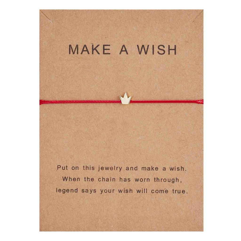 Make a Wish Crown Five-stars Cross Heart Woven Paper Card Bracelet Adjustable Lucky Red String Bracelets Femme Jewelry