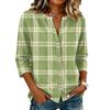 Women's Cotton Linen Shirt with Printed Pattern, Three-Quarter Sleeve Casual Blouse for Everyday Wear