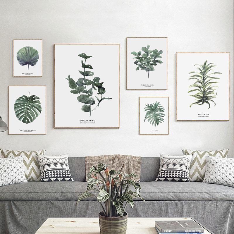 Severská zelená rastlina Listové plátno Plagáty Moderná nástenná maľba Plagát v črepníkoch Estetické obrazy do obývačky Home Decor